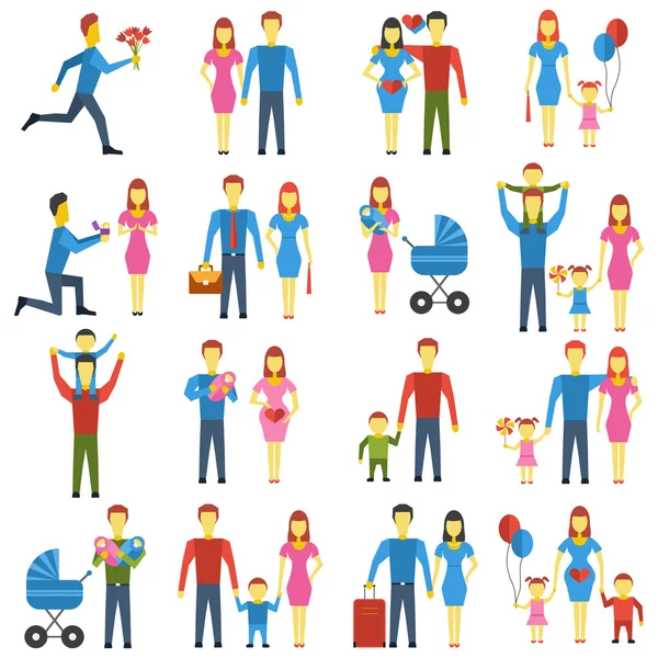 Familie gestileerde vector icons set. — Stockvector