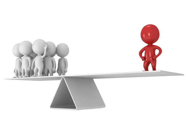 Perfetto equilibrio tra leader rosso e squadra — Foto Stock