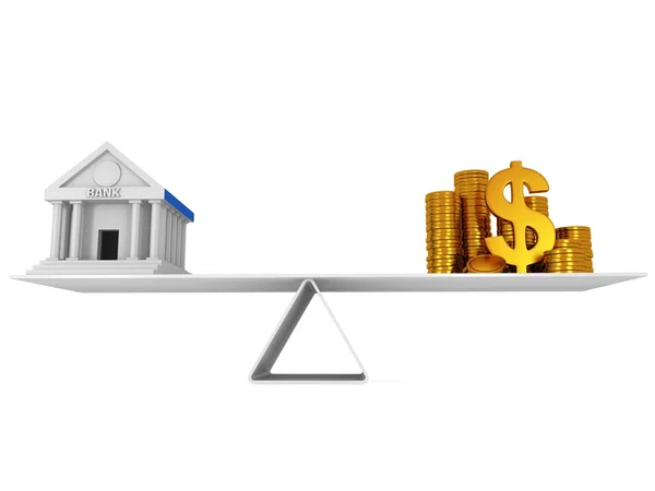Equilibrio perfecto entre banco y dinero . — Foto de Stock