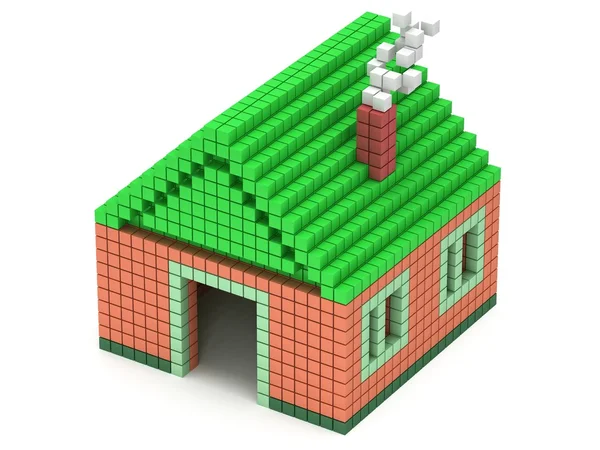 Huis gemaakt door voxels — Stockfoto