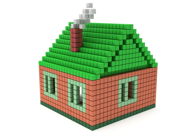 Dom wykonany przez voxels — Zdjęcie stockowe