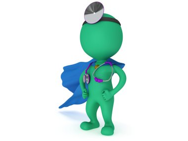 Süper Doktor stetoskop ve ayna ile.