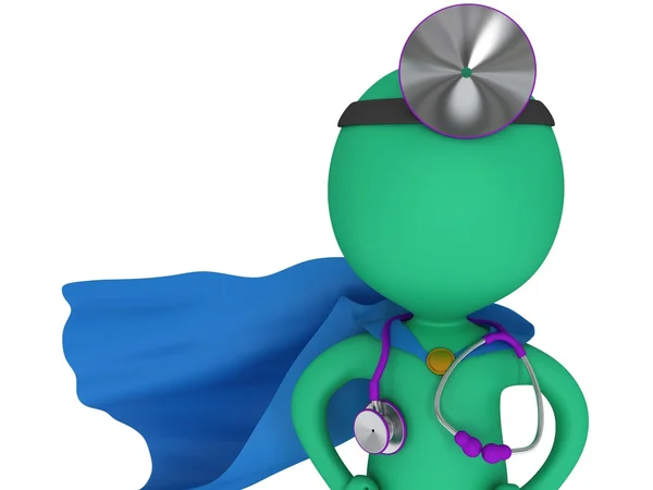 Super läkare med ett stetoskop och spegel. — Stockfoto