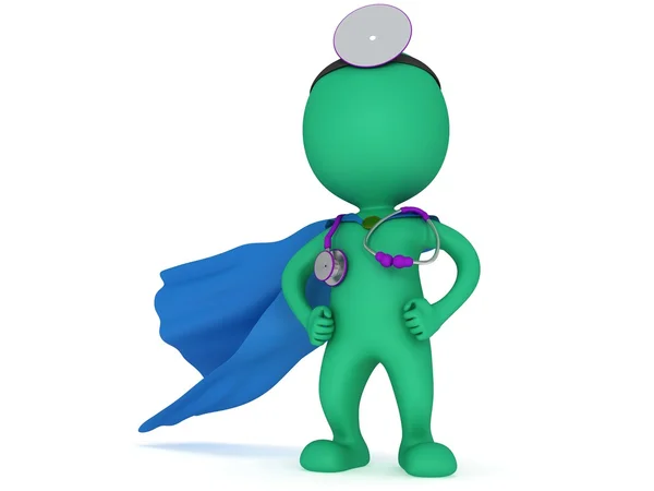 Super Doctor with a stethoscope and mirror. — Stock Photo, Image