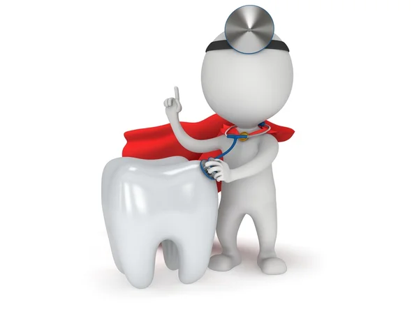 Superhero Doctor checkup healthy tooth — Stock Photo, Image