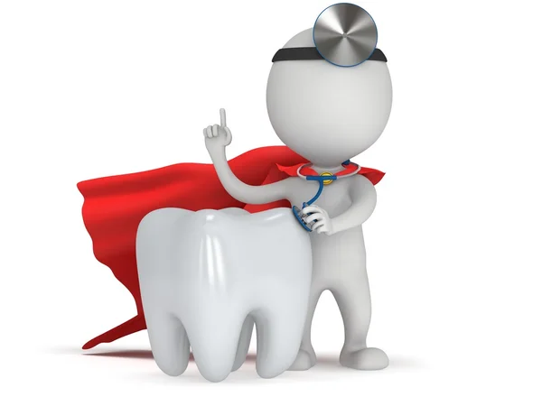 Supereroe medico check-up dente sano — Foto Stock