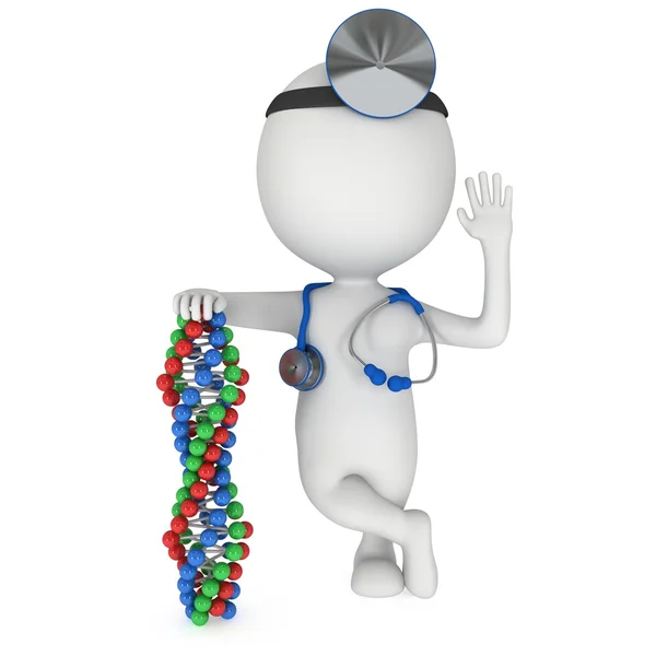 Doctor con cadena de ADN —  Fotos de Stock