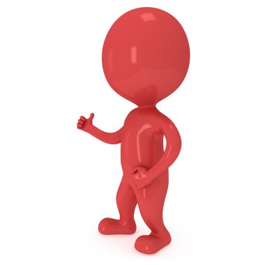 başparmak gösterilen 3d kırmızı adam