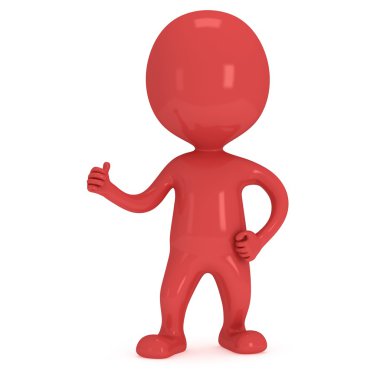 başparmak gösterilen 3d kırmızı adam