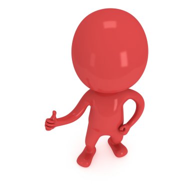 başparmak gösterilen 3d kırmızı adam