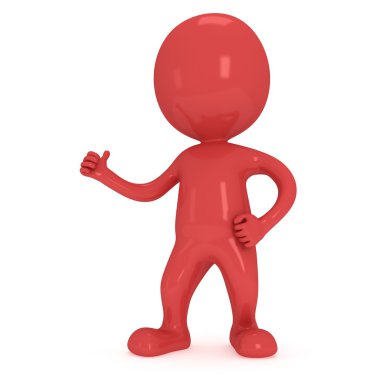 başparmak gösterilen 3d kırmızı adam