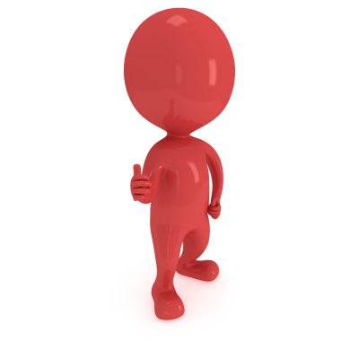 başparmak gösterilen 3d kırmızı adam
