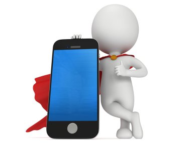 3D süper kahraman ile smartphone.