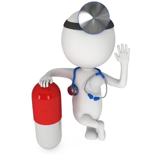 Doc and pill capsule greeting — Stock Photo, Image