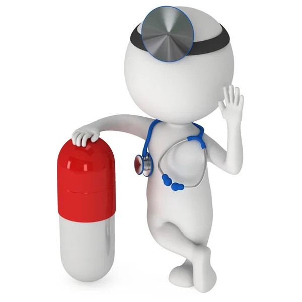 Doc and pill capsule greeting — Stock Photo, Image