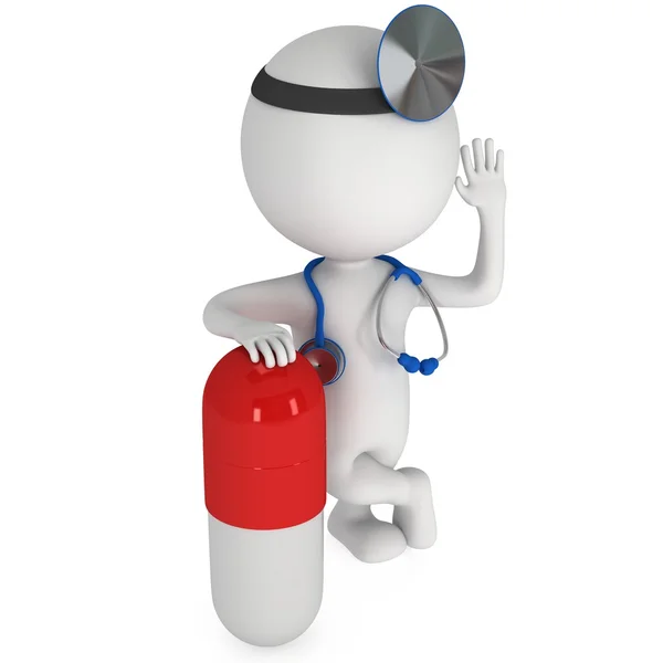 Doc and pill capsule greeting — Stock Photo, Image