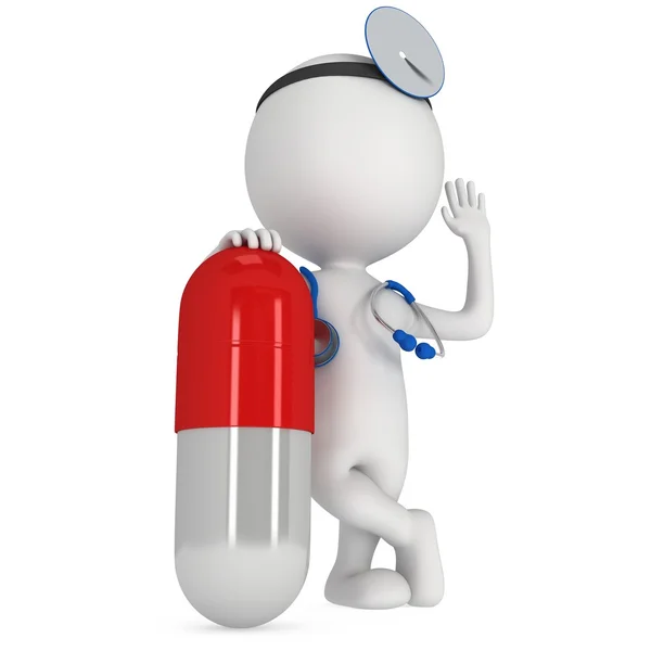 Doc and pill capsule greeting — Stock Photo, Image