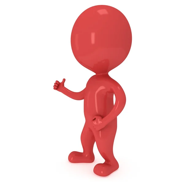 3D red man showing thumbs up — Stock Photo, Image