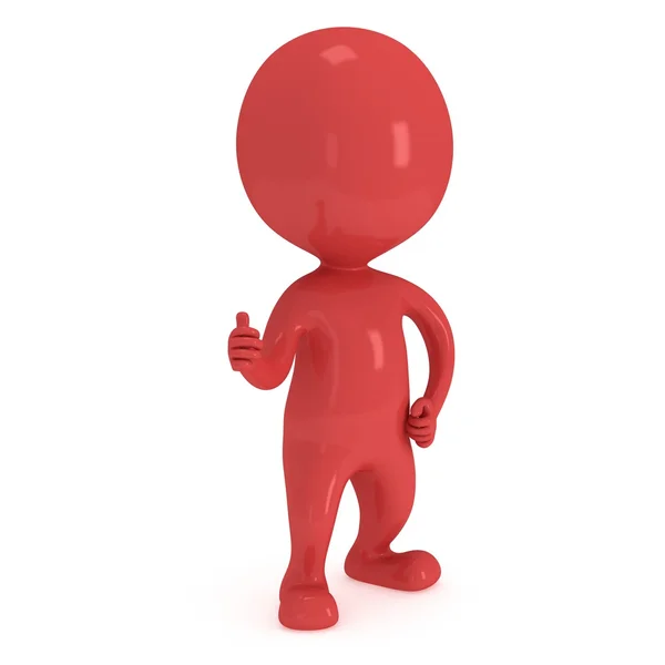 3D red man showing thumbs up — Stock Photo, Image