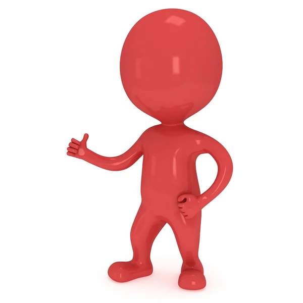Красный человек в 3D показывает большие пальцы вверх — стоковое фото