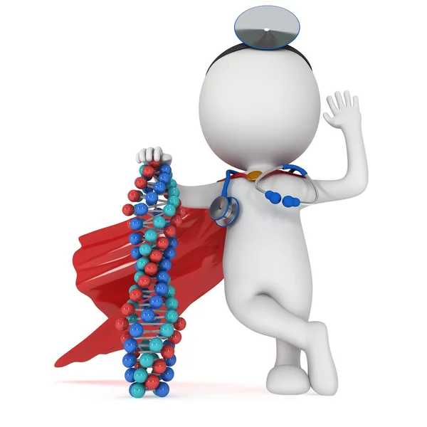 Superhero Doctor with DNA chain — Stock Photo, Image