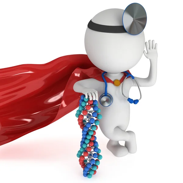 Doctor superhéroe con cadena de ADN —  Fotos de Stock