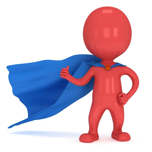 Brave superhero with blue cloak — Stock Photo, Image