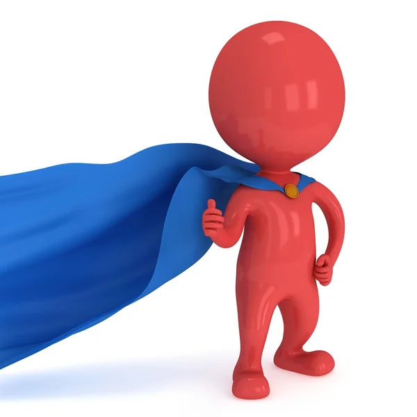 Brave superhero with blue cloak — Stock Photo, Image