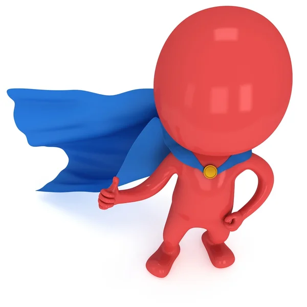 Brave superhero with blue cloak — Stock Photo, Image