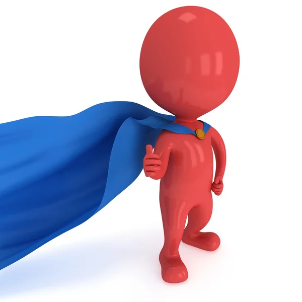 Brave superhero with blue cloak — Stock Photo, Image