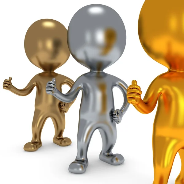 Gold Silver Bronze People showing thumbs up Stock Photo by ©newb1 75899241