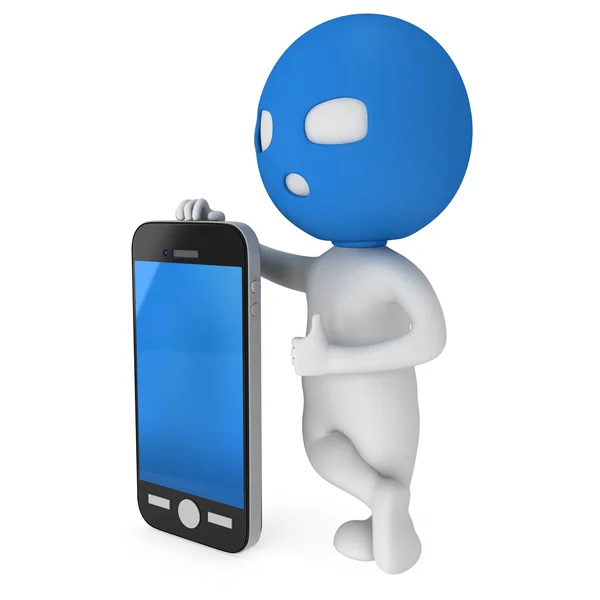 Ladrón 3d con teléfono inteligente —  Fotos de Stock