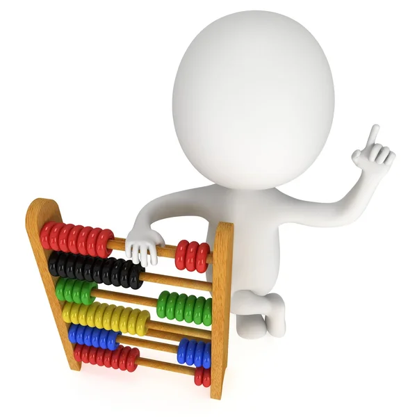 3d man with toy abacus — Stock Photo, Image