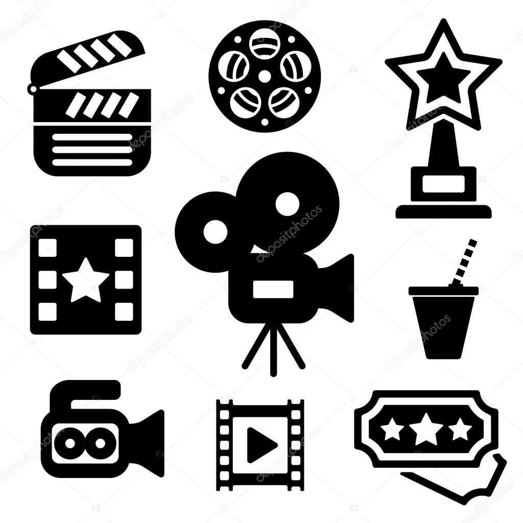 Cinema web and mobile logo icons collection