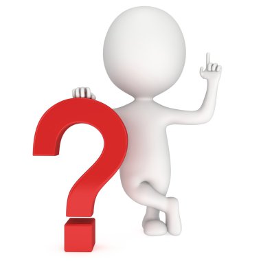 3D adamın yanında kırmızı soru işareti