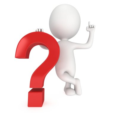 3D adamın yanında kırmızı soru işareti