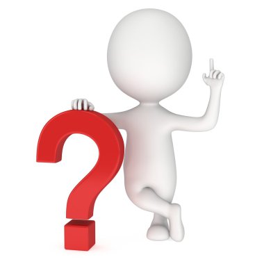 3D adamın yanında kırmızı soru işareti