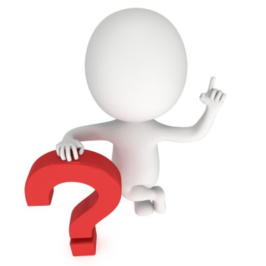 3D adamın yanında kırmızı soru işareti
