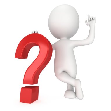 3D adamın yanında kırmızı soru işareti