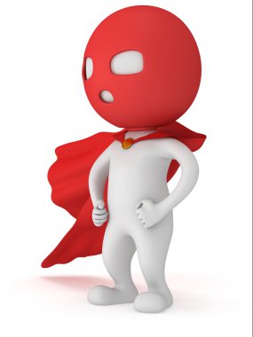 3D-s az ember bátor szuperhős piros köpeny