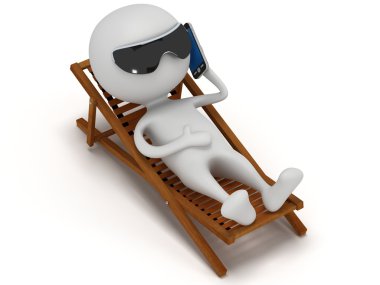 3D beyaz adam sakin ol smartphone ile