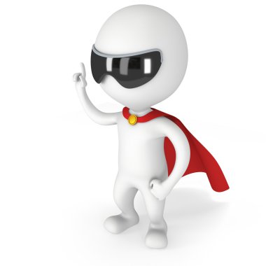 3D-s az ember bátor szuperhős piros köpeny