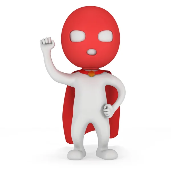 3d man brave superhero with red cloak — Stock Photo, Image