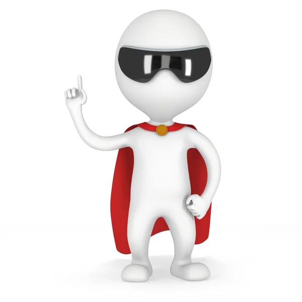 3d man brave superhero with red cloak — Stock Photo, Image