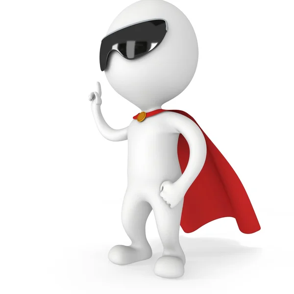 3d man brave superhero with red cloak — Stock Photo, Image