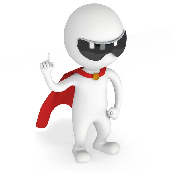 3d man brave superhero with red cloak — Stock Photo, Image