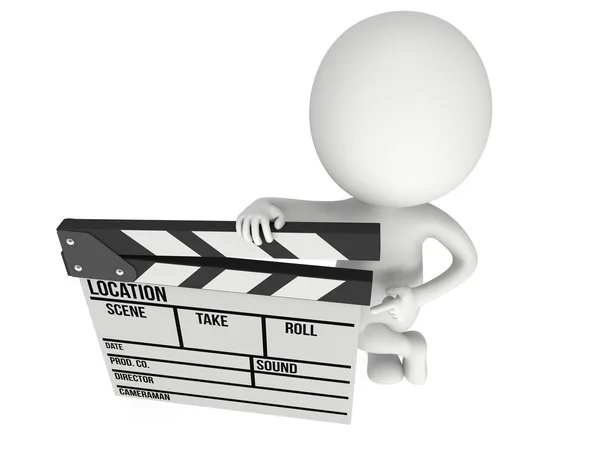 3D-s férfi cinema a clapperboard — Stock Fotó