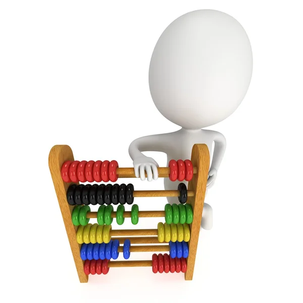 3d man with toy abacus — Stock Photo, Image