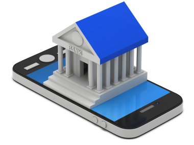 Banka smartphone üzerinde bina