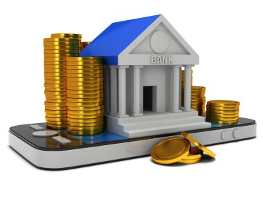 Banka smartphone üzerinde bina